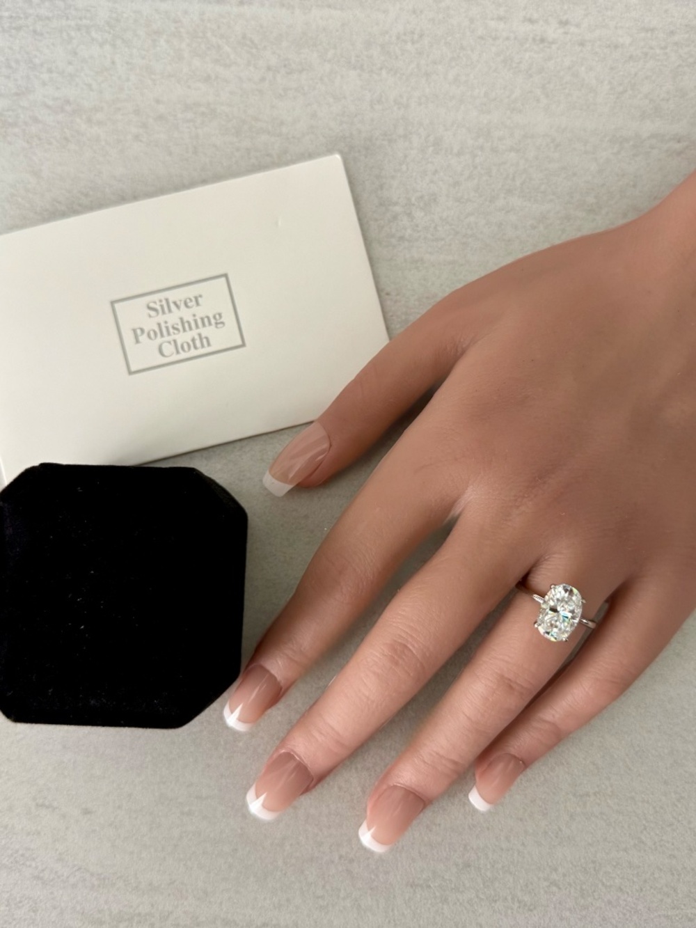 4.5CT Oval Moissanite Engagement Ring Hidden Halo 925 Sterling Silver